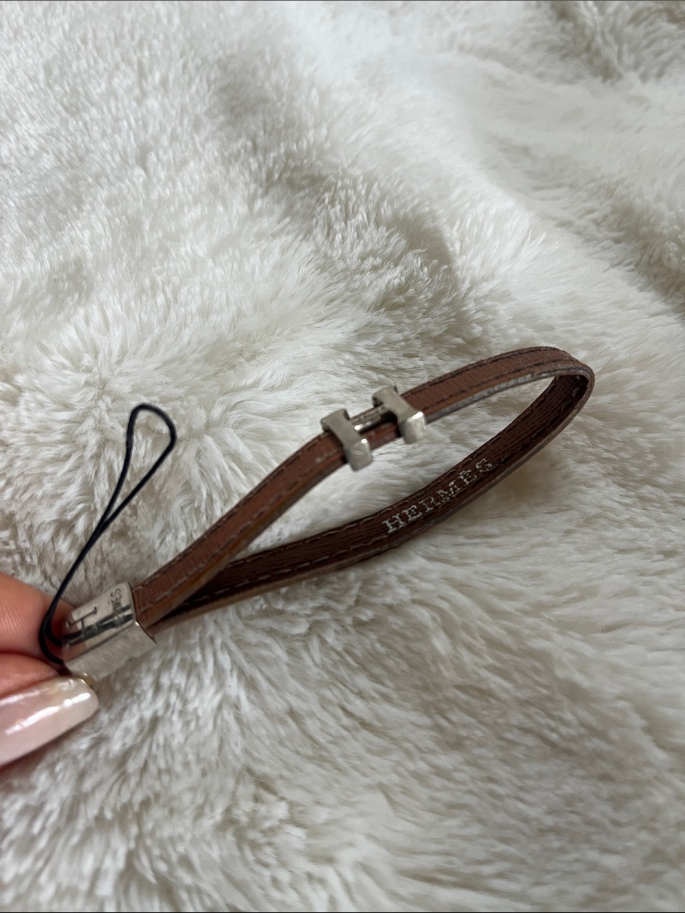 Hermes Vintage Brown with Silver Leather - phone accesory?